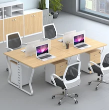 Modern Office Desk Workstation 4 Person White Desk System with Privacy Panels and Storage Drawers Collaborative Open Office Desk