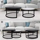Antique 2021 New 2 Round Nesting Table Set Circle Coffee Table With Storage Open Shelf For Living Room