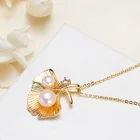 Pendant Pearl Semicircular Leaf Gold Pendant Necklace Jewelry Freshwater Pearl Jewelry