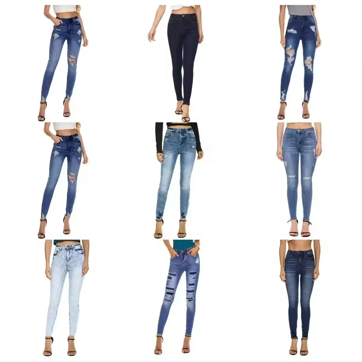 Women High Waist Skinny Pencil Jeans Ladies leggings Pants Wash denim Stretch Slim Denim Pencil Pants