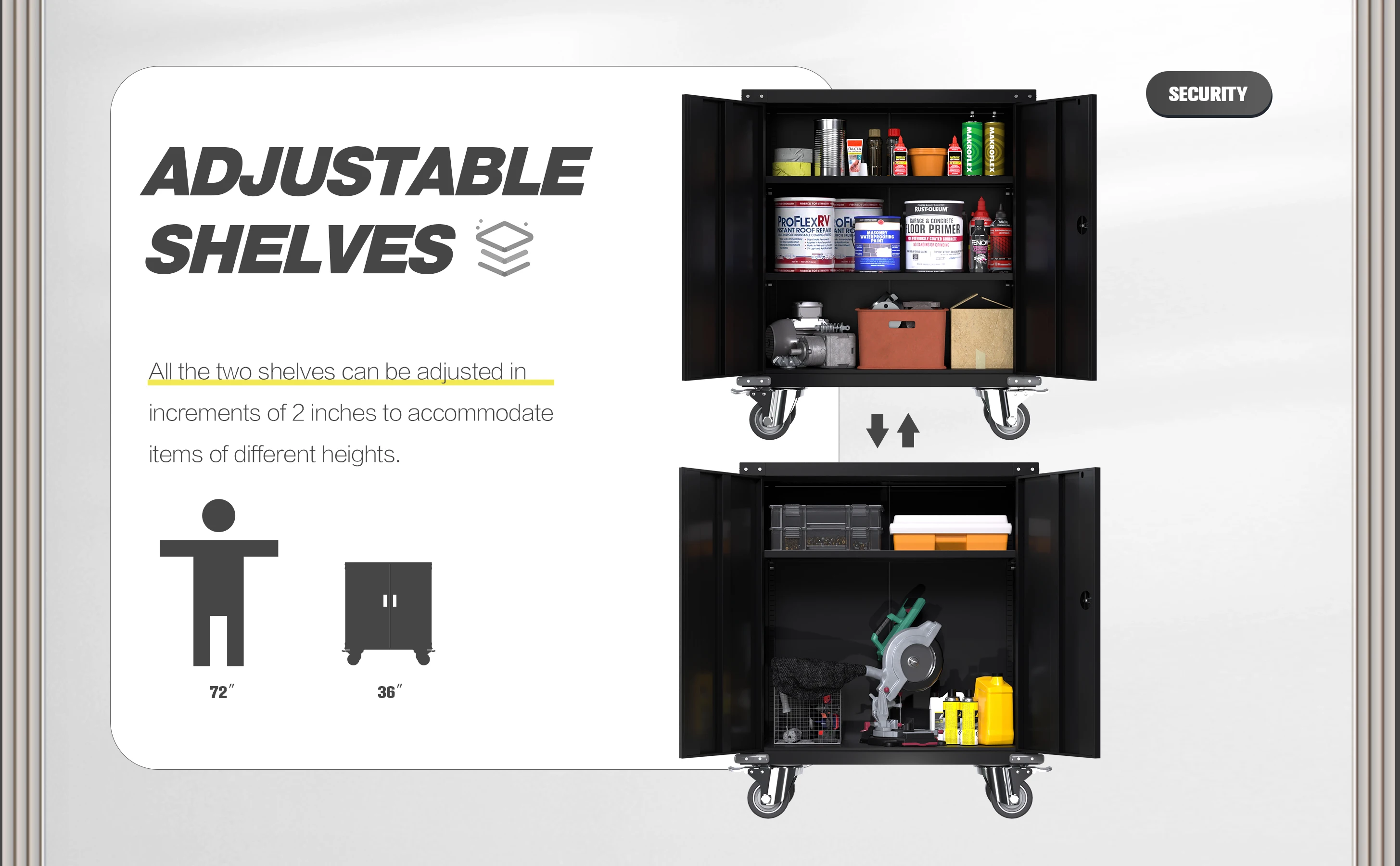 大容量金属工具移动橱柜办公室车库储物柜带4轮钢锁橱柜家具