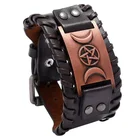Bangles Bracelet Custom Vintage Handmade Woven Bangles Viking Style PU Men Leather Bracelet Engraveable