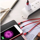 Charger Android Mobile Phone Nylon Multi Charger Light Micro Type C 3 In 1 USB Charging Cable