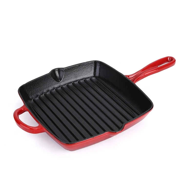 6" Non-Stick Griddle Pizza Pan Induction Grill Frying Enamel Skillet Cast Iron 