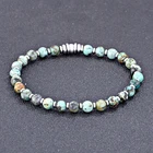 African Bead High Quality Men Jewelry Natural Stone African Turquoise Stainless Steel Elasticity Multicolor Bead Bracelet