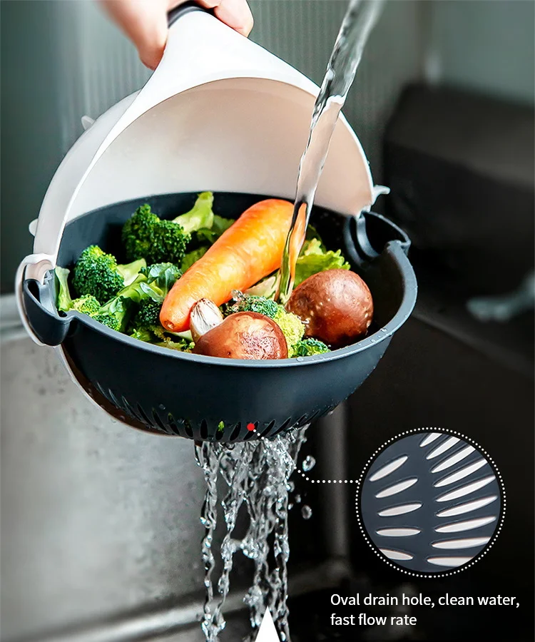 Kitchen Accessories 9 In 1 Multifunction Kitchen Tools Fruit  Chopper Strainer Fruits And Vegetables Slicer Drain Water Basket