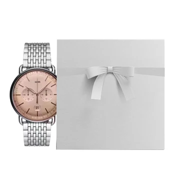 Popular Men/Women's Stainless Steel Automatic Mechanical Watch Simple Business Series with Low-Key Pink Glass Dial ETA Movement