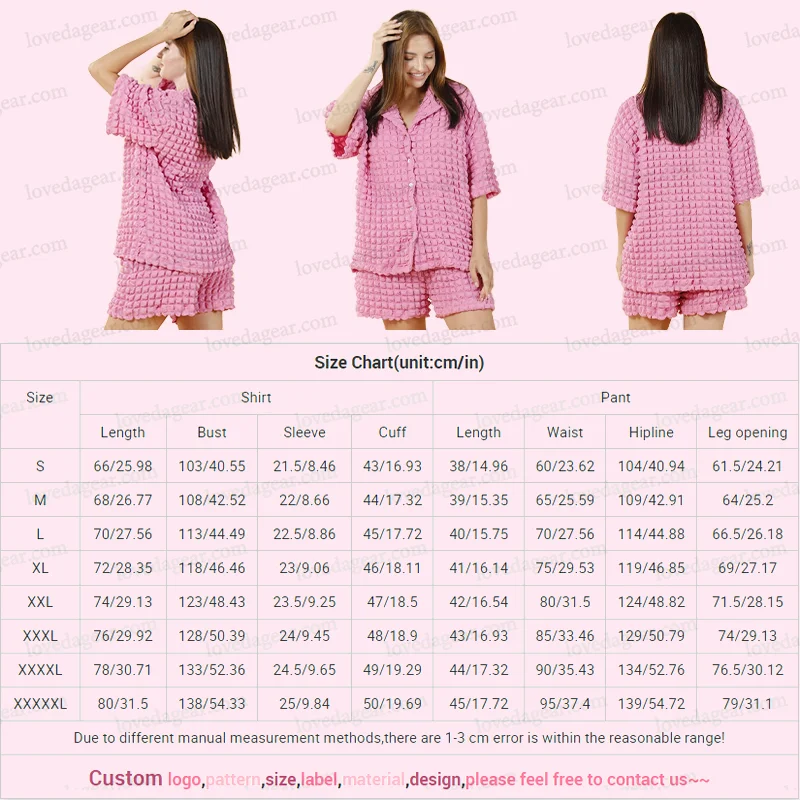 Custom Pink Lounge Wear 2 Piece Short Set Pyjamas Sleepwear Loungewear Women Sets