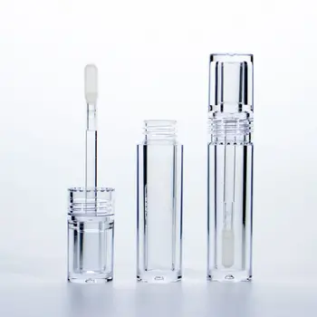 Round 4ml  transparent lip gloss container frosted custom LOGO refillable container lip gloss tube with hear shape brush