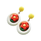 Earrings Vintage Round White Resin Earrings Sweet Flower Earrings Earrings