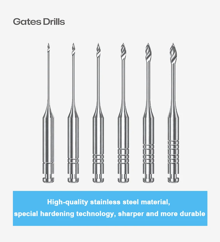 Dental Endodontic Files Stainless Steel Peeso Reamers/Glidden Gates Spiral Root Canal Drill 28/32MM #1-#6 2