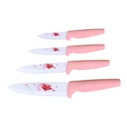 Set 5pcs Ceramic Chef's Knife Set With Blade Flower Printing In Acrylic Stand