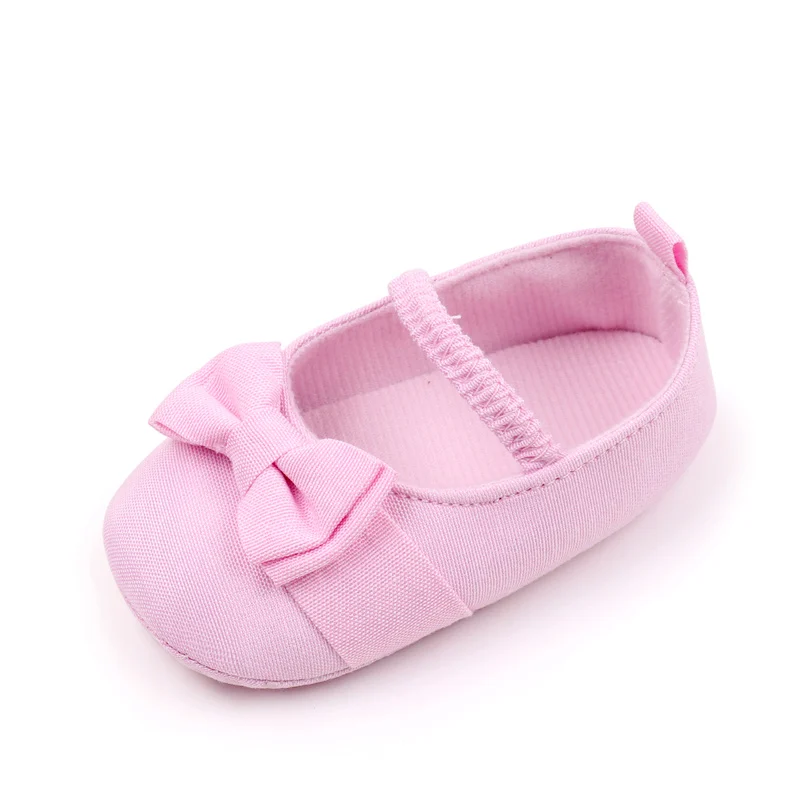 Fashion Trend Baby Solid Color Denim Cute Bow Elastic Princess Mary Jane Flats Toddler Shoes manufacture