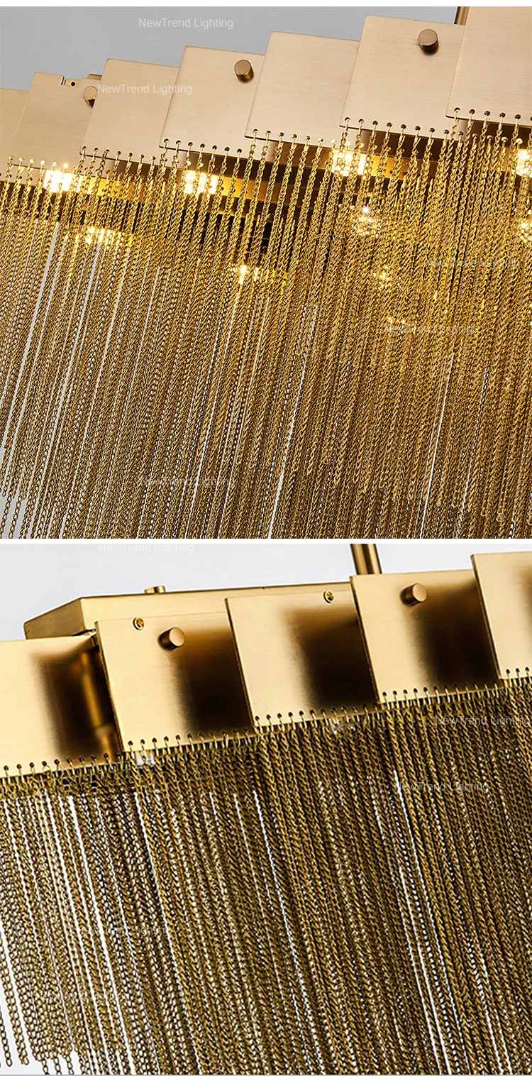 CPL-234 New Product Indoor Decoration Gold Color Fixture Villa Restaurant Aluminum Chain Chandelier details