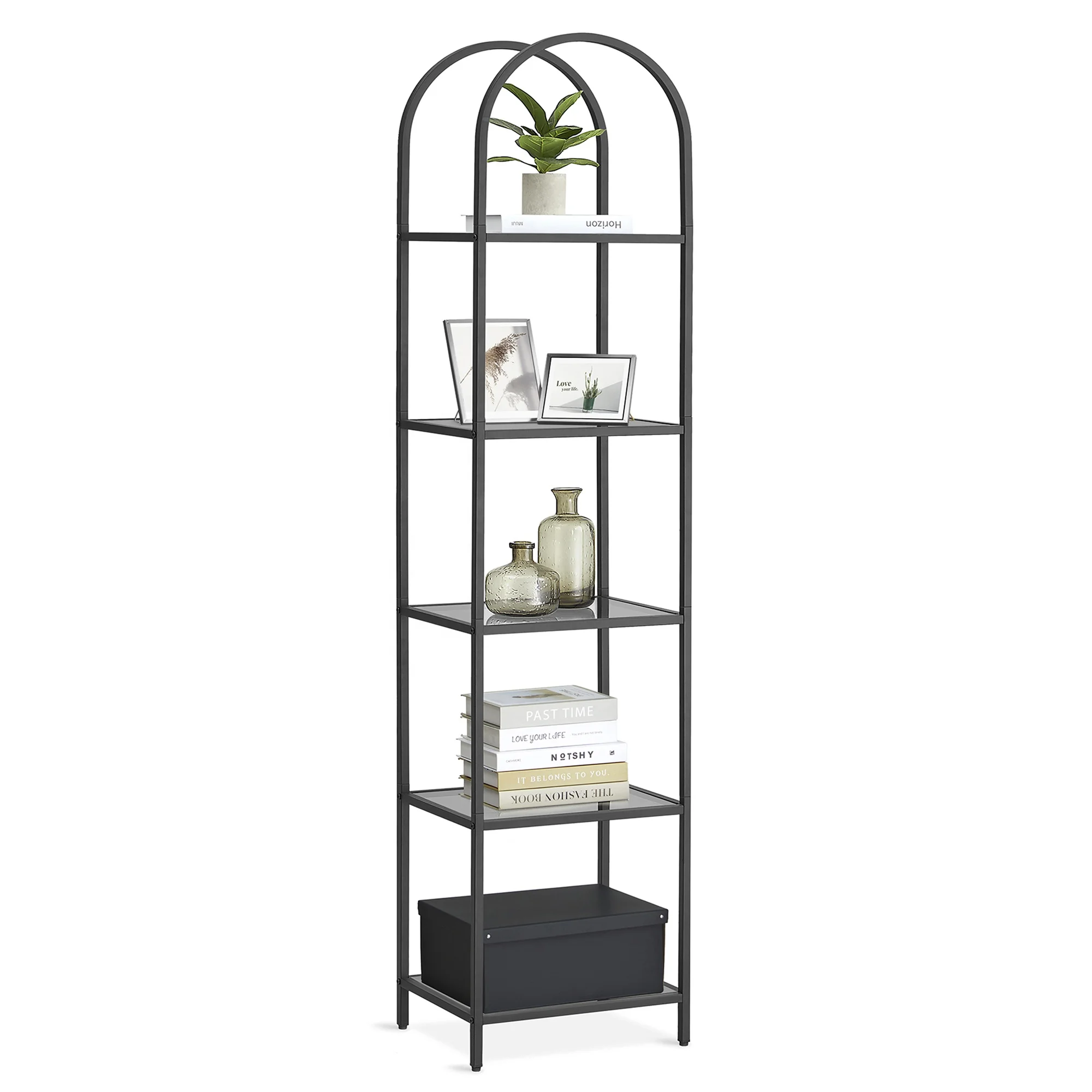 VASAGLE Multifunctional Golden Steel Frame Book Shelf For Home Shop Plant Display Stand Storage Display Shelf