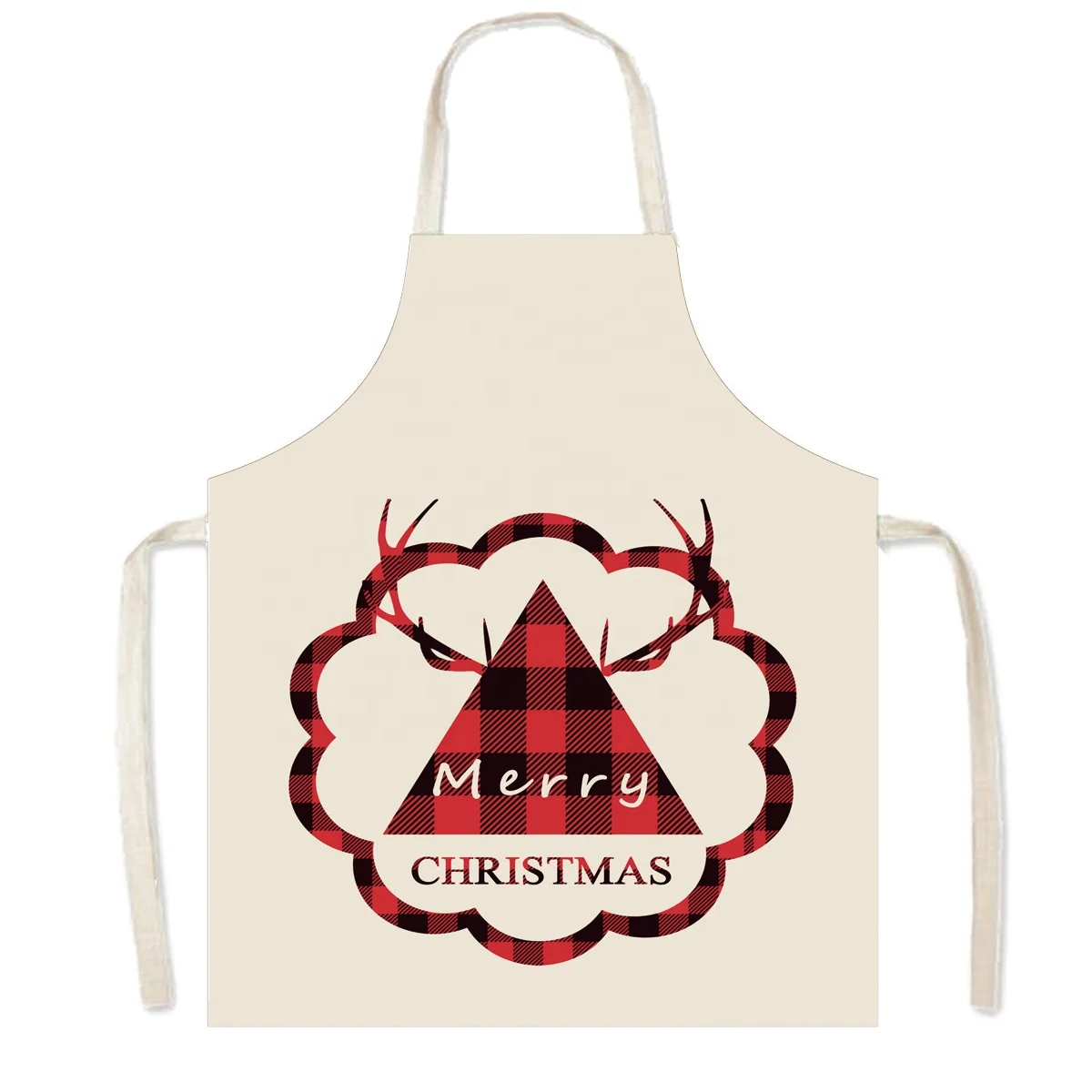 Linen Christmas Red Plaid hang cheap Apron Sublimation Parent-child Oil Resistant Sleeveless gingham aprons Organic Cotton Whole