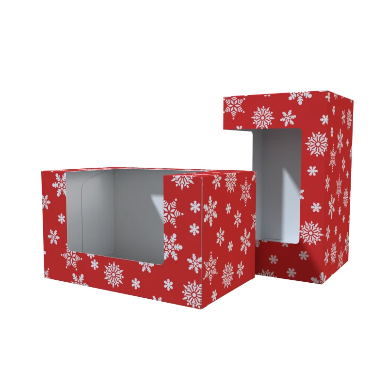 product customized christmas cake boxes festive square with clear window choose size quantity-2