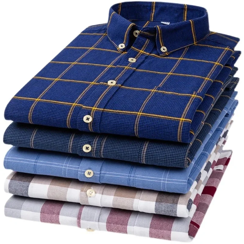 Wholesale autumn plaid shirt men's long sleeve loose plus size shirt autumn winter men's shirt