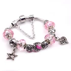 Sterling Silver Beads Wholesale DIY Fashion 925 Sterling Silver Color Charm Beads Bracelet Bangle For Woman
