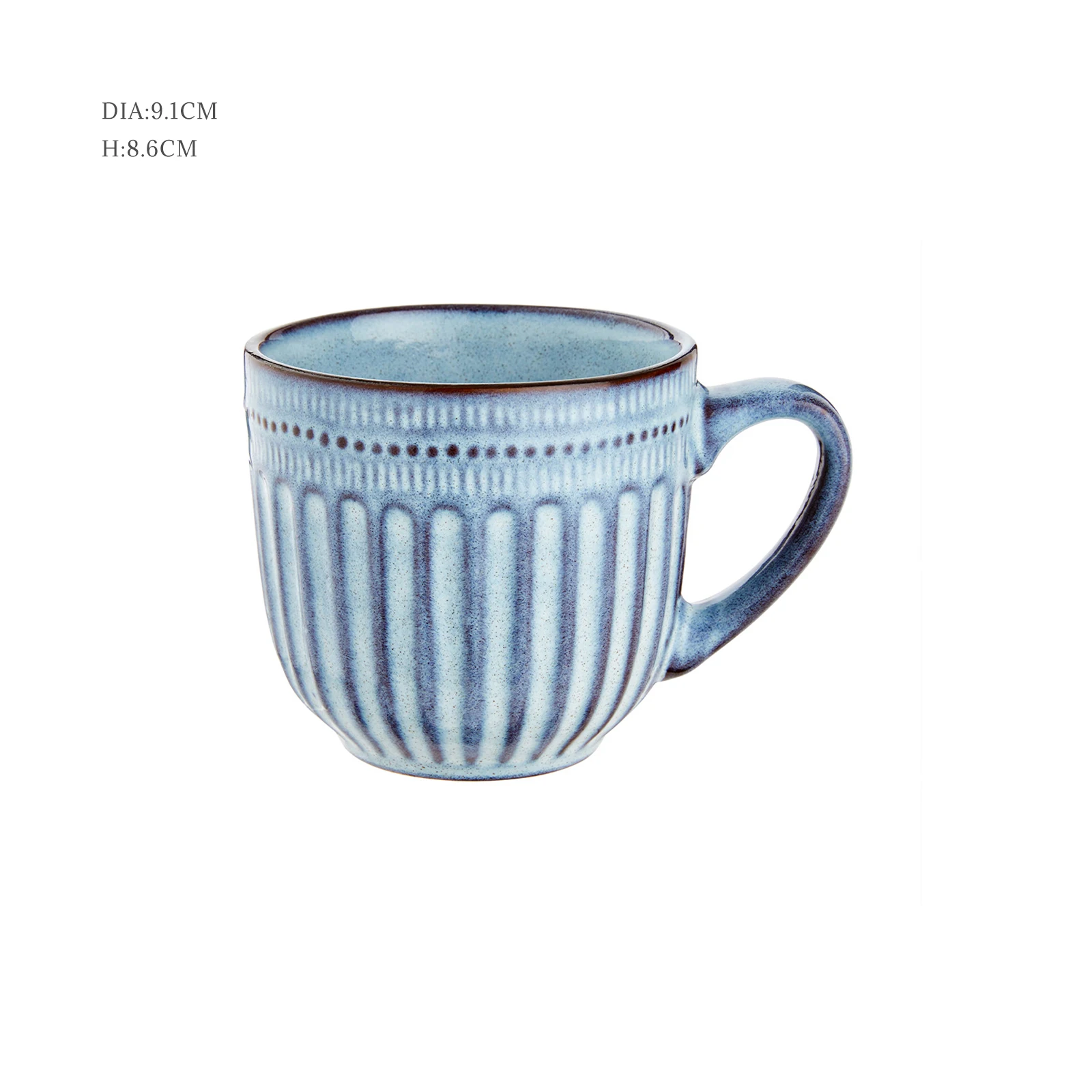 High Quality Dinnerware Set Mug European Style Antique Relief Blue Ceramic Cup