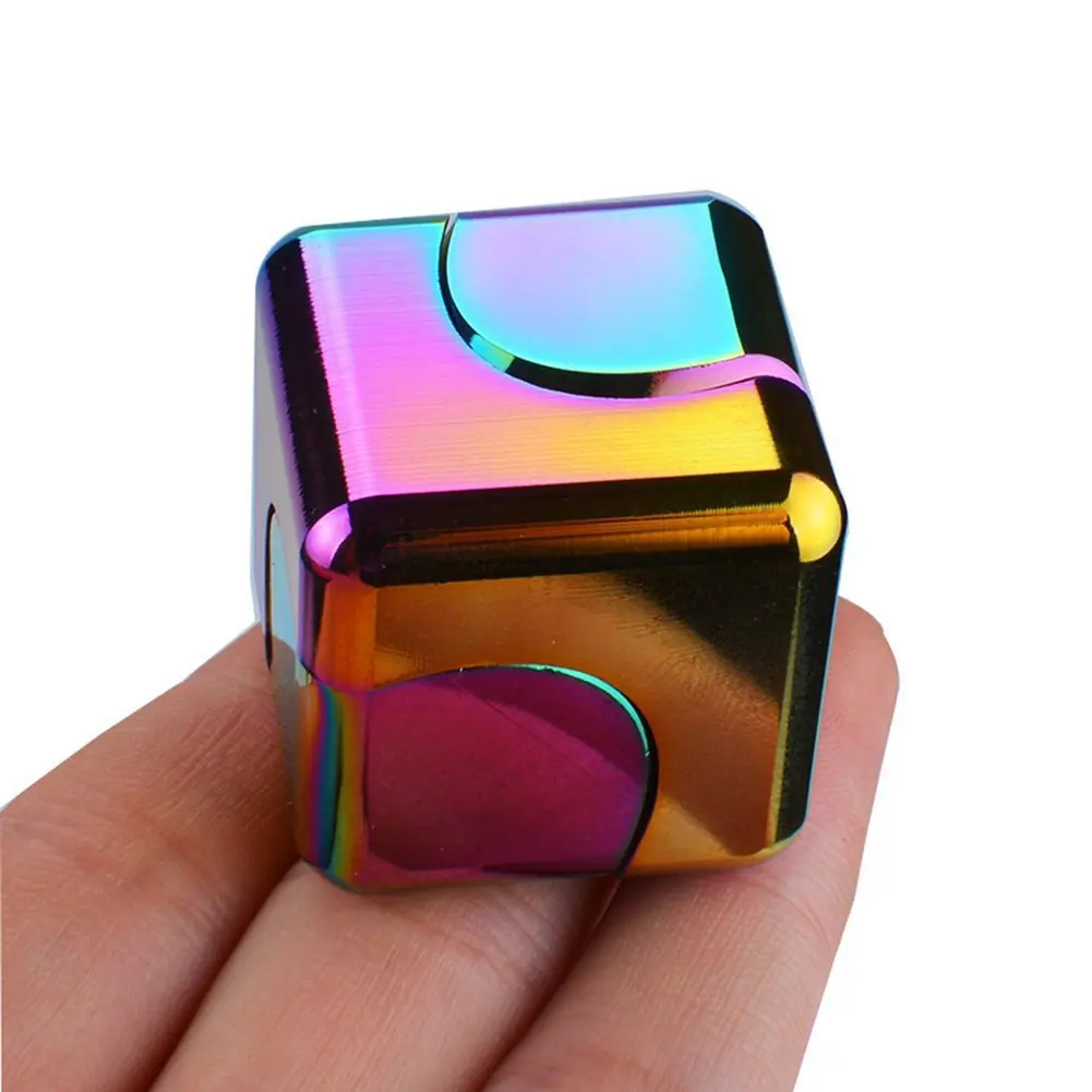 rainbow Handheld Toy Metallic Square Fidget Spinner 