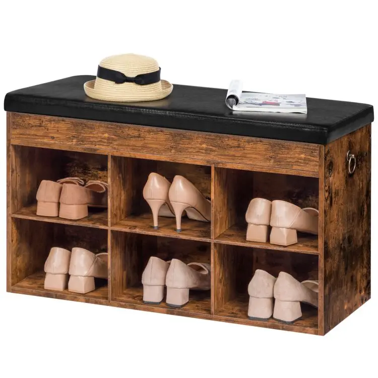 Wholesale Entryway Shoe Cubby Storage Bench Cabinet Chest Wooden Shoe Cupboard Cabinet with Seat Soft Padded Cushion for Shoes