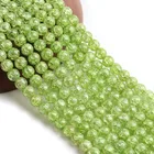 Beads Natural Cracked Quartz Crystals Round Popcorn Stone Loose Green Beads 6/8/10/12mm Jewelry