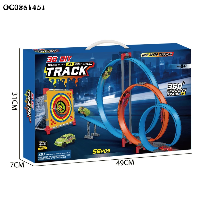 360 degree high speed construction race tracks toys for little kids boys with pullback car