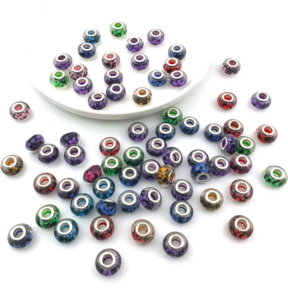 big hole rhinestone Enamel Vintage metal alloy Spacer beads for snake chain Rope Jewelry component accessories.jpg