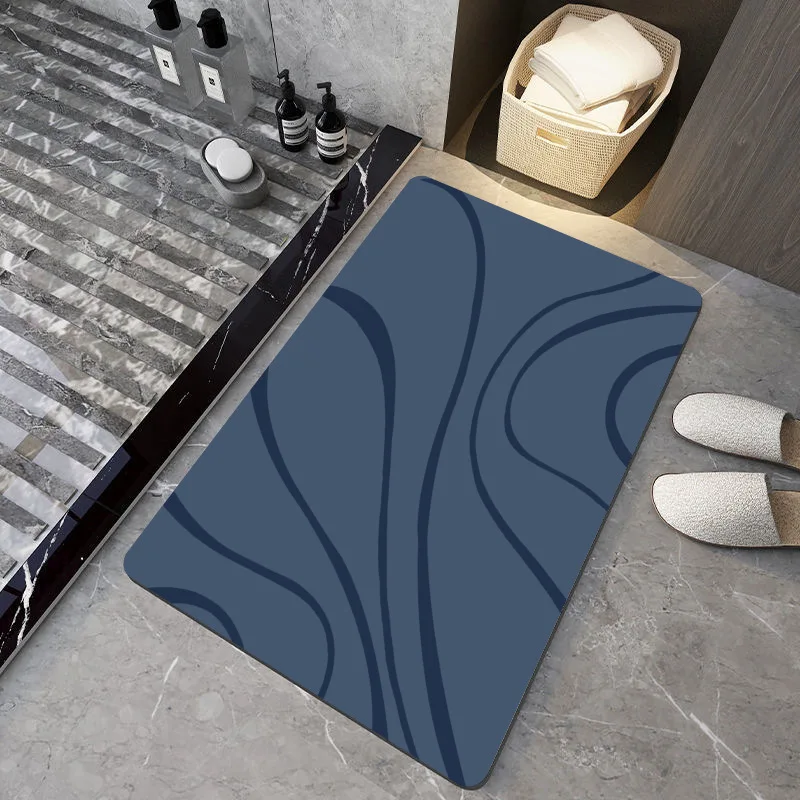 Top-Rated Modern Home Anti-Slip Bathroom Floor Mats Solid Pattern Absorbent Diatomite Bath Mat