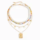 Pearl Pendant 2021 New Design Multi-layer Colored Rice Bead And Pearl Rose Pendant Necklace