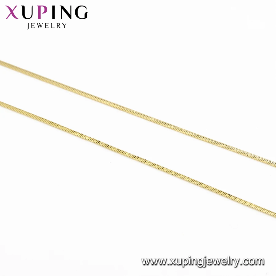 46918 xuping jewelry neutral simplicity chain necklaces 14k gold plated classical snake chain necklaces