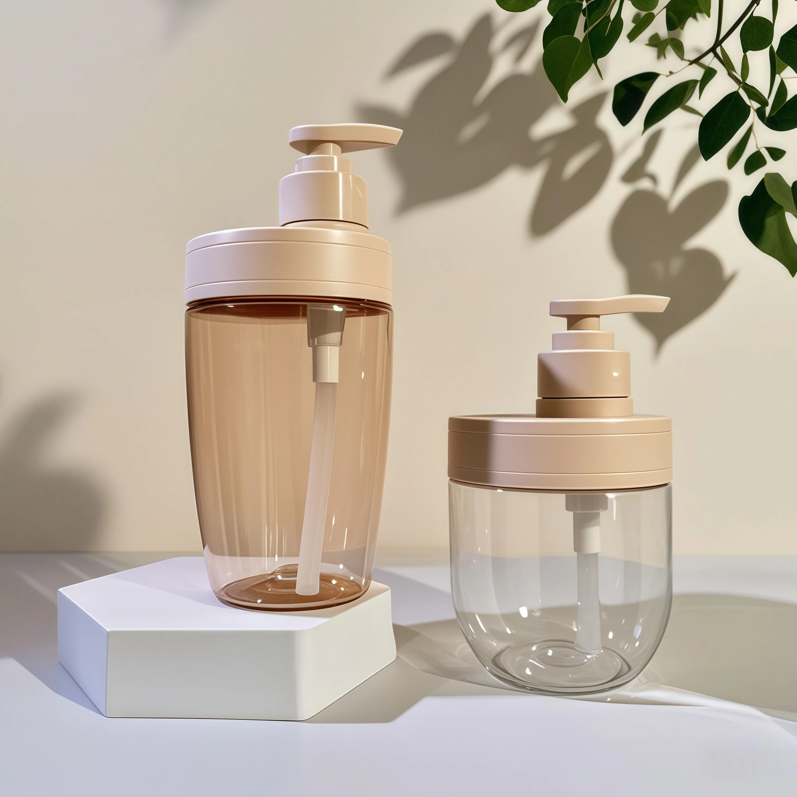 400ml 500ml PET Plastic Cosmetic Bottle with Press Pump for Essential Oil Shampoo and Lotion