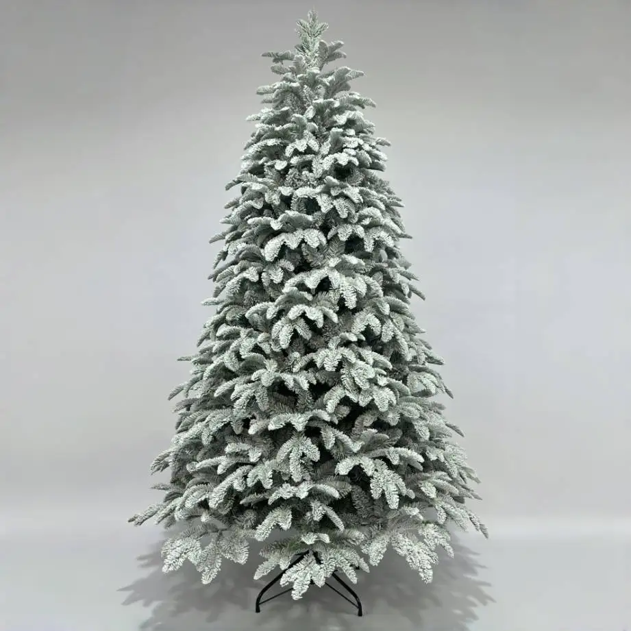 Premium Hinged Christmas Tree Hot Home Decorated PET Pine Needle PE Mixed Spruce with Heavy Snow Flock Low Price Ornaments factory