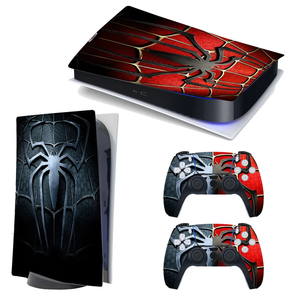 Disk Version, Black TUODAW Vinyl Sticker Pattern Decals Skin for PS5 Playstation 5 Console and 2 Controllers Skins 