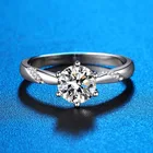 Sterling S925 Sterling Silver Ring 1 Carat Classic 6 Claw D Color Factory Direct Sale