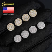 USA Local Stock Fast Shipping Fine Jewelry 925 Silver Earrings Screw Back Hip Hop Iced Out VVS Moissanite Stud Earrings