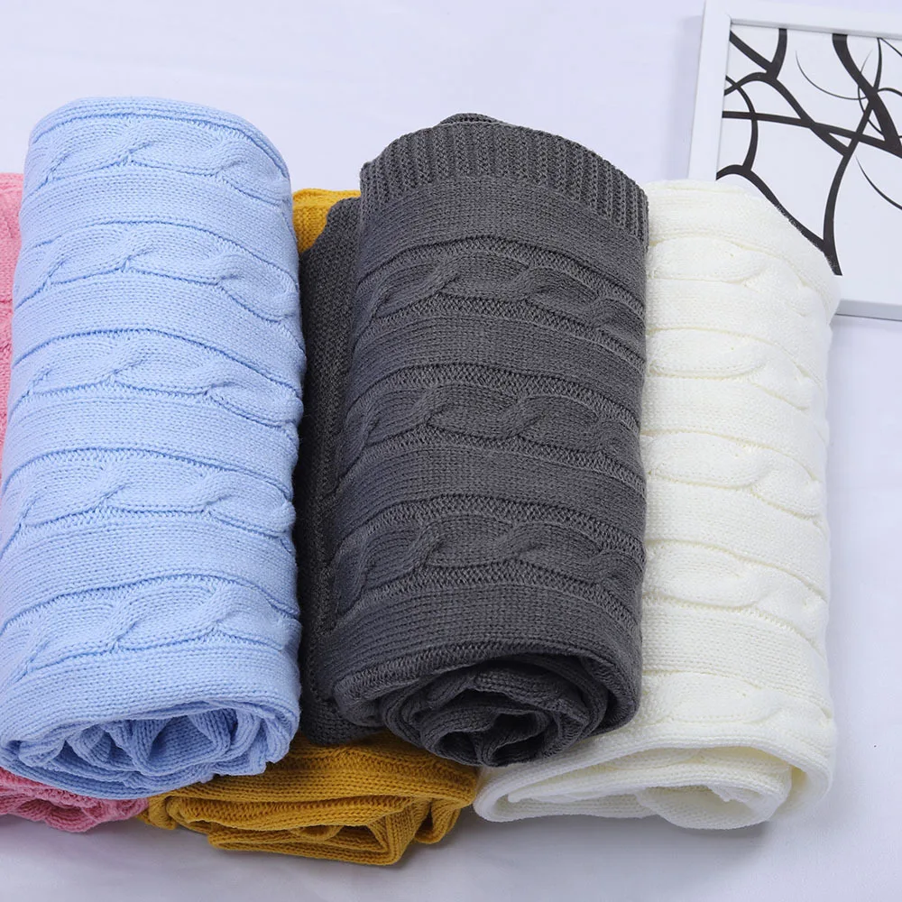 Knit Baby Blanket Crochet Safe Knitted Receiving Blankets Soft Warm Breathable Baby Blanket for Crib, Stroller, Nursery