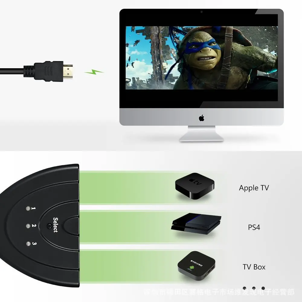 3 in 1 HDMI Splitter Port Cable 10 3 in 1 HD MI Splitter Port Cable Multi Switch Switcher Box LCD HDTV