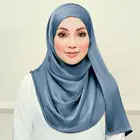 Scarf Wholesale High Quality Silk Satin Scarf Long Muslim Women Solid Color Hijab Malaysia Satin Turban