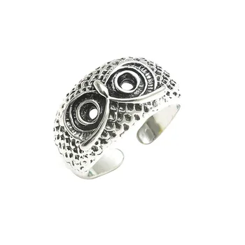 Men's Vintage Silver used Owl Ring with adjustable opening