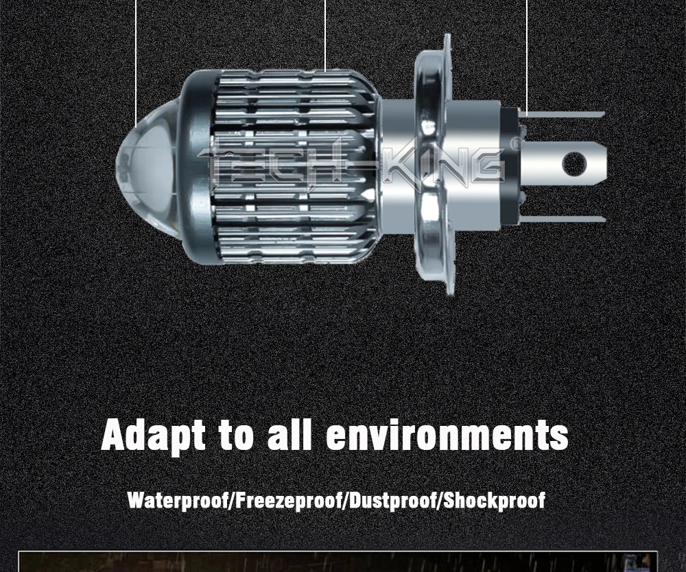 TECH-KING Super Brightness Projector Lens Light 12V-80V White yellow Universal H4 BA20D P15D Motorcycle LED Headlight Bulb Lamp