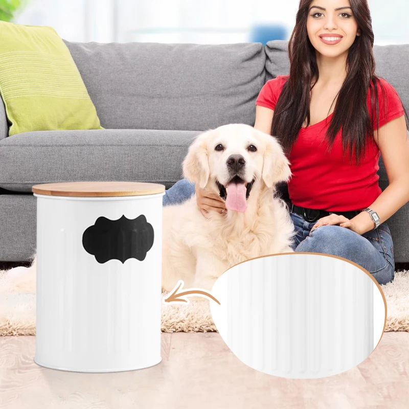 Galvanized Iron Farmer House Style with Sealed Wooden Lid and DIY Sticker Dog Treat Jar Canister Set