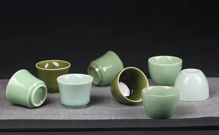 product wholesale longquan celadon tea set kung fu small ceramic tea cup classic design style drinking customized water ceramic cup-11