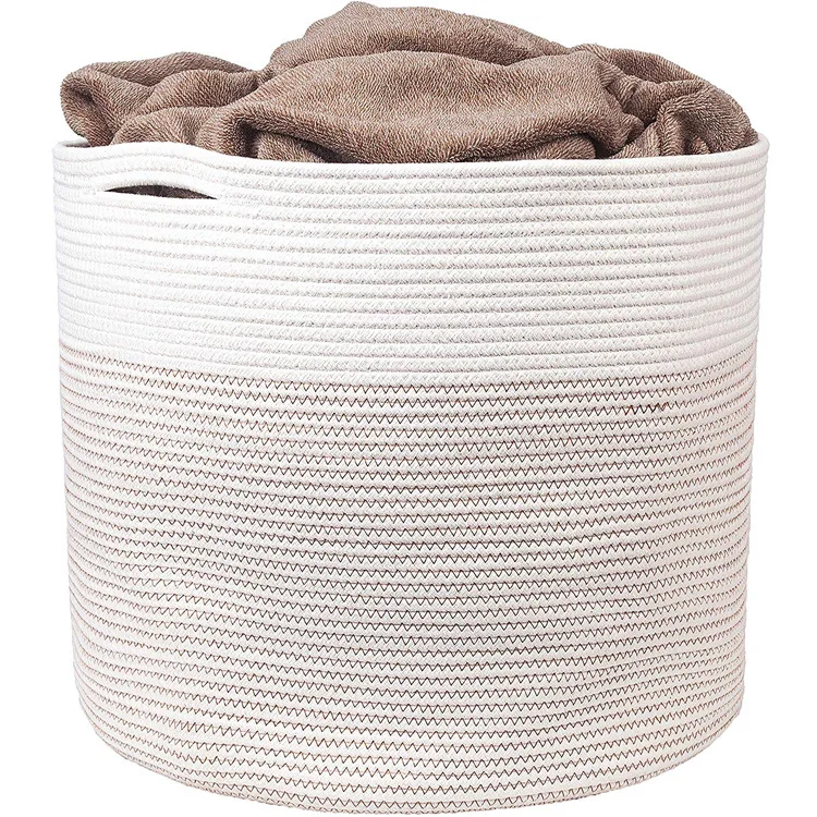 cotton rope basket blanket storage basket with long handles