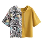 Boys Finch Garment Customized Summer Organic Kids Sweatshirt Baby Boys 2 Tone Cute Cartoon Graphic Short Sleeve Hoodie