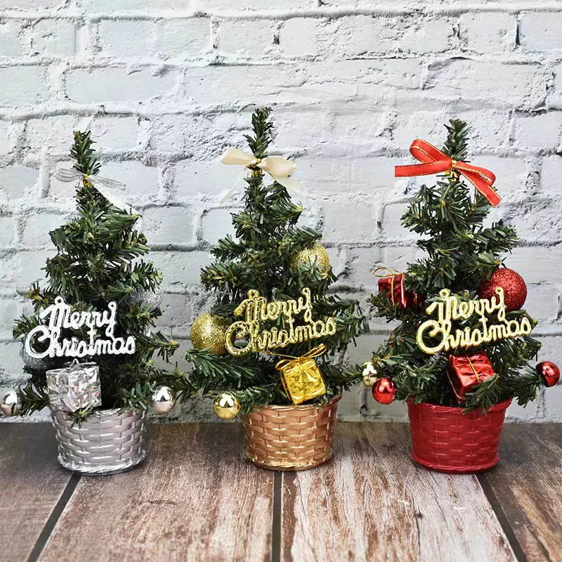 Custom 45cm Flocked Snow Artificial Christmas Tree Creative Personality Tabletop Decoration for Gift factory