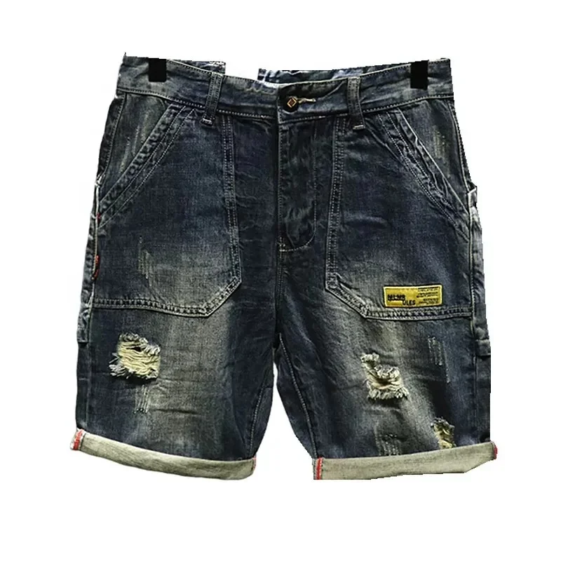 Wholesale Customized Men Zipper Fly Loose Fit 100%Cotton Denim Pants Baggy Jorts Skate Jeans Shorts