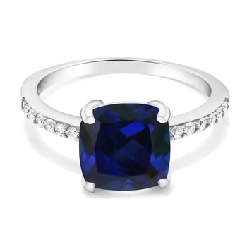 Manufacturer Direct Sale 925 Sterling Silver Ring Blue Gemstone Wedding Rings Women Jewelry Gift Custom Zircon Party TRENDY OEM