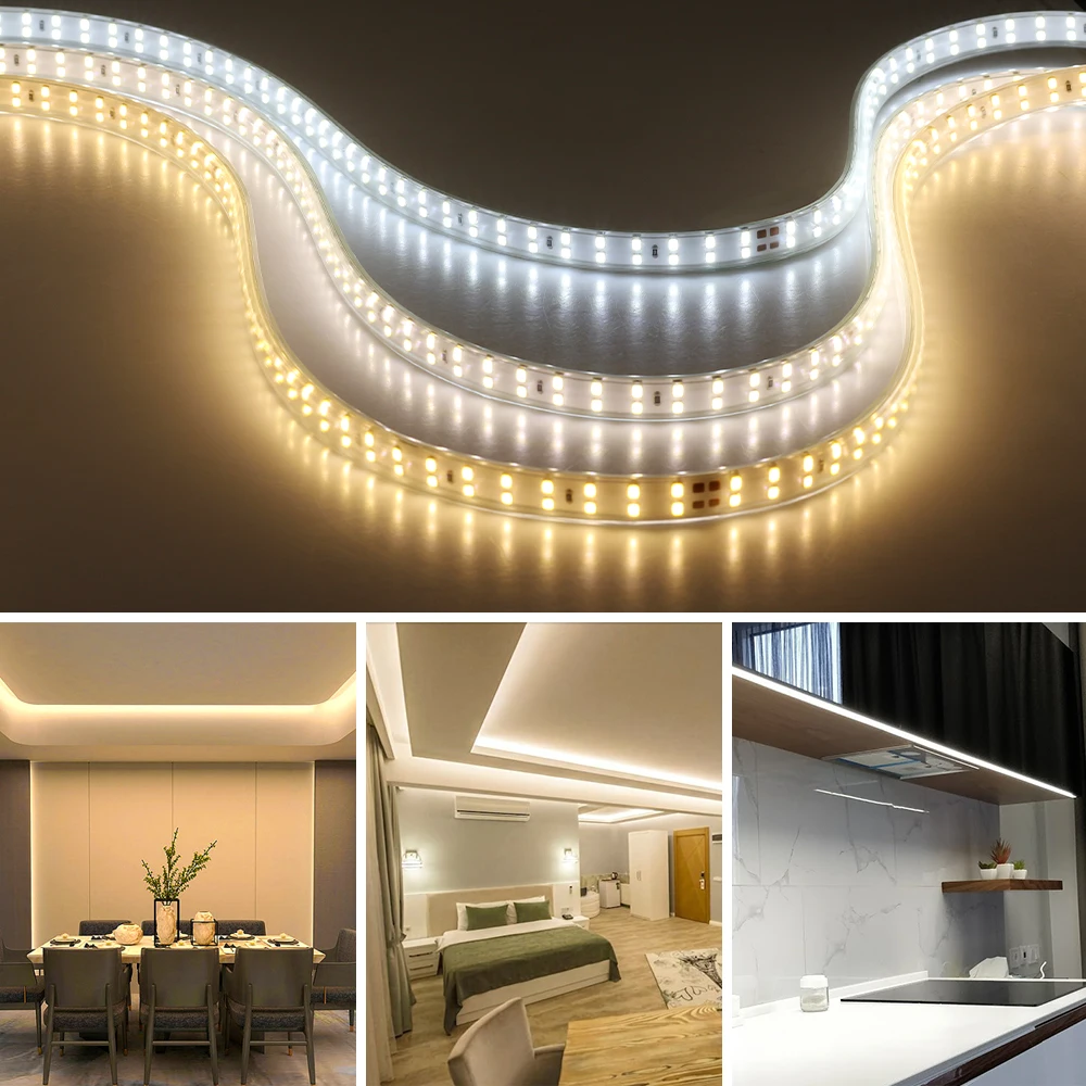 Manufacturers cheap wholesale 220V double row lamp bead LED Flexible lamp SMD2835 180led /m 1-15M 3000K 4000K 6000K